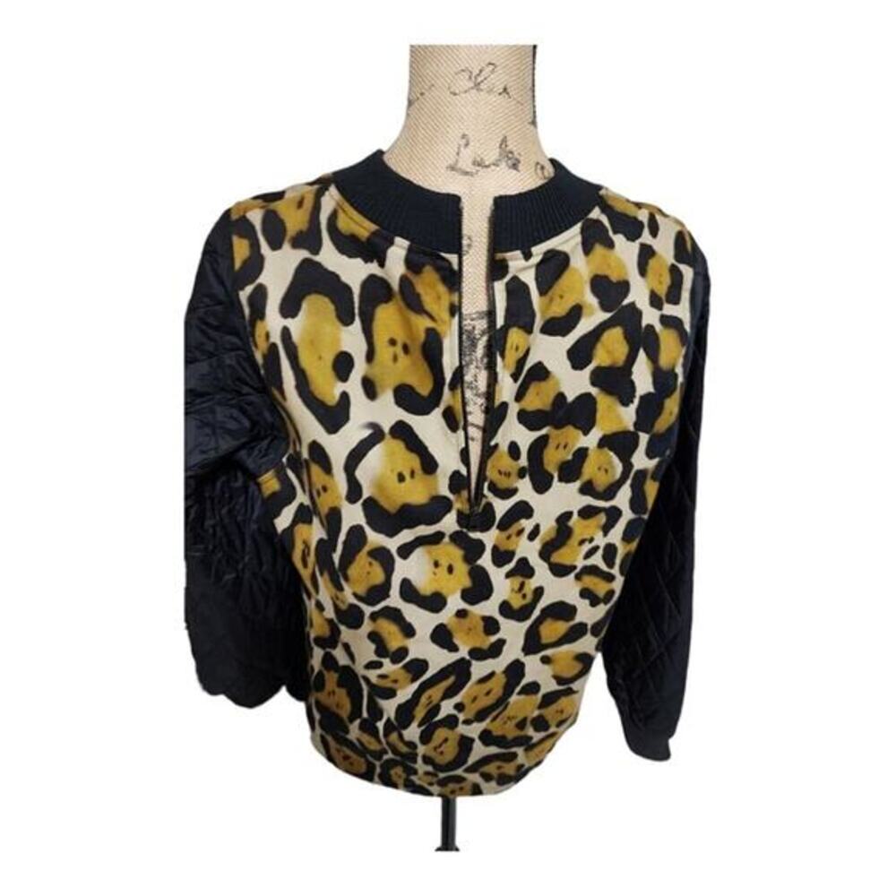 TELA Lieve Multi Leopard Print Pullover‎ Quilted Jacket Size Medium - Picture 9 of 12